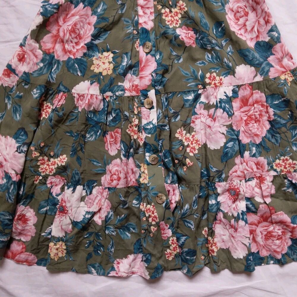 Blu Dahlia Button Down Dress Floral Flutter Sleeve Cottagecore Boho Womens XS - Picture 4 of 10